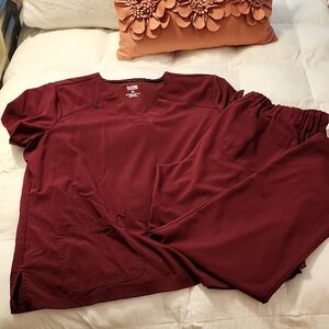 Koi Women's Burgundy Scrub Set